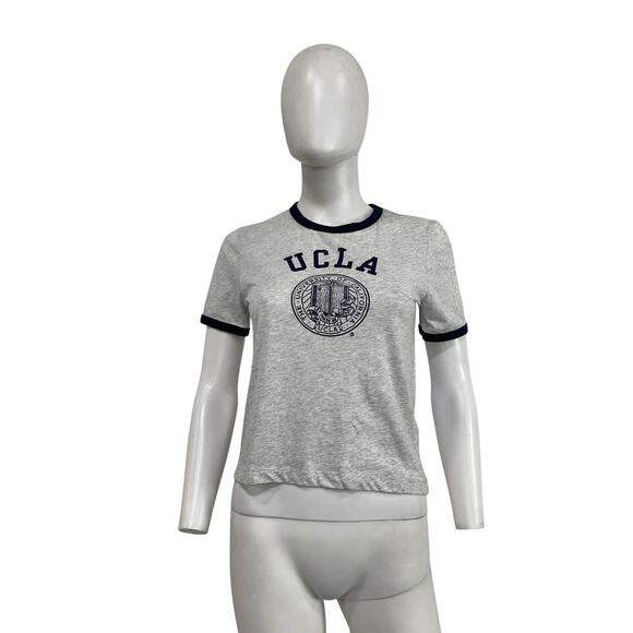 Sporty & Rich 'Crest' Grey Cotton Ringer Tee Size XS - NWT - Picture 2 of 5